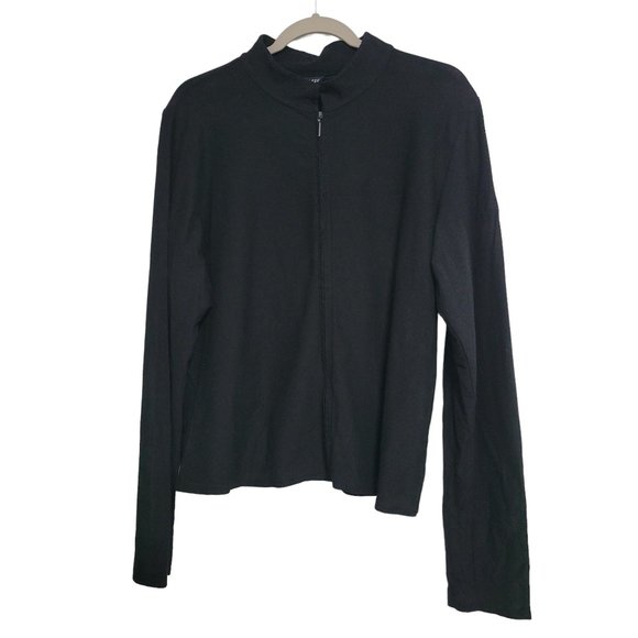 Eileen Fisher Women's Black Stand Collar Zip Up Jacket Size Medium - Picture 1 of 7